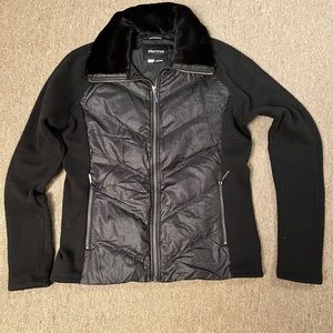 Marmot jacket with knit sleeves and fur collar size large only worn once